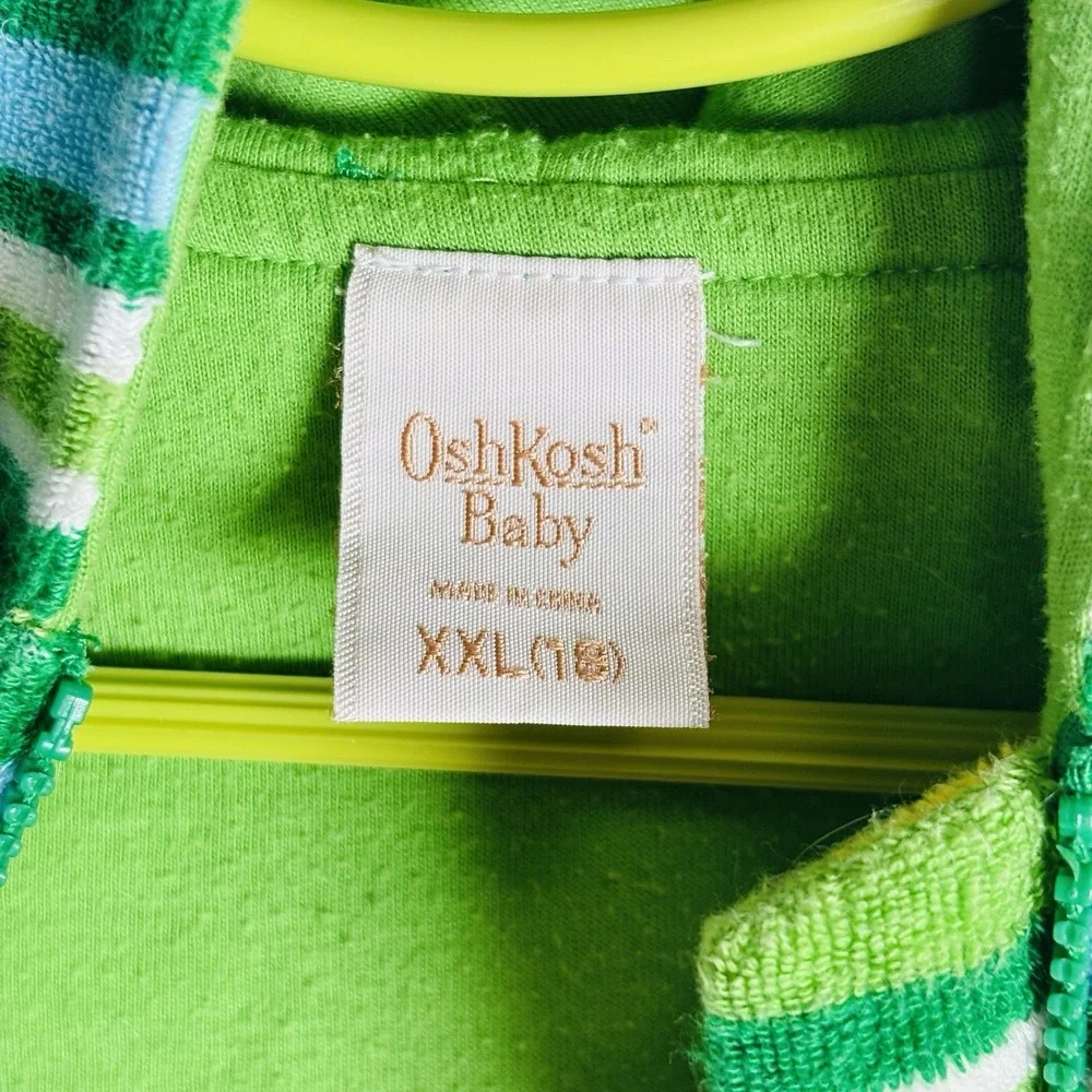 OshKosh Baby Terry Striped Fleece Jacket Jumper Light Green‎ Size XXL 12-18M